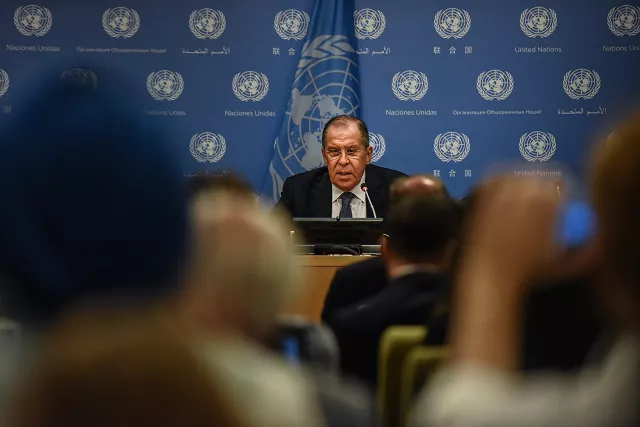 russian foreign minister sergey lavrov holds a press briefing at the united nations during the united nations general assembly on september 28 2018 in new york city photo afp russian foreign minister sergey lavrov holds a press briefing at the united nations during the united nations general assembly on september 28 2018 in new york city photo afp