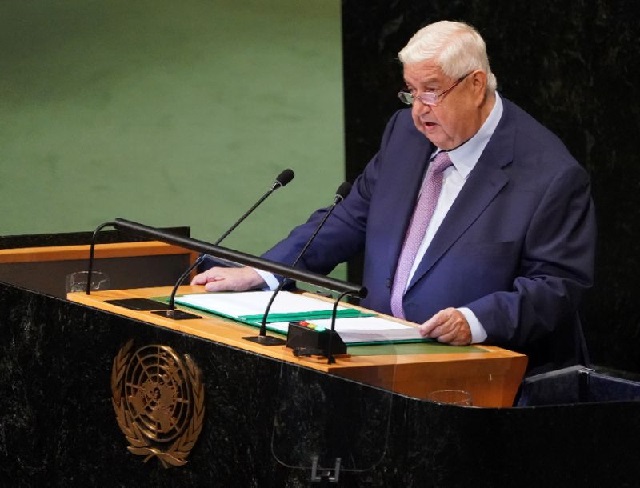 syrian foreign minister walid al moualem addresses the 73rd session of the general assembly at the united nations in new york photo afp