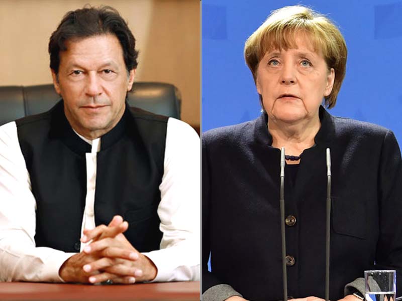 prime minister imran khan and german chancellor angela merkel photo file