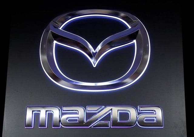 the logo of mazda motor is displayed at the company 039 s news conference venue in tokyo japan may 11 2018 photo reuters