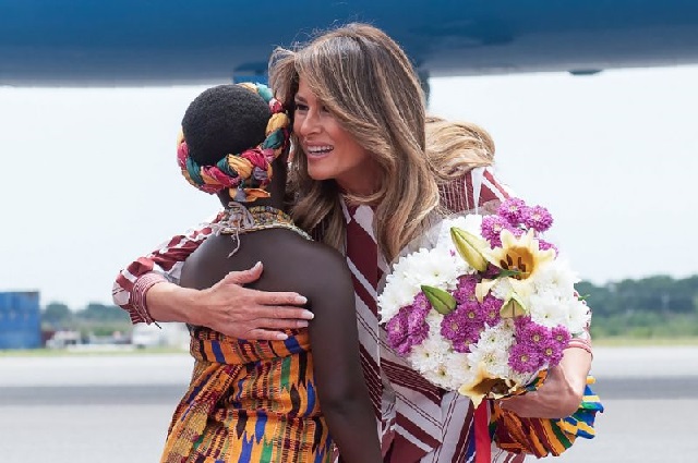 trump was welcomed by a troupe of traditional drummers and dancers photo afp