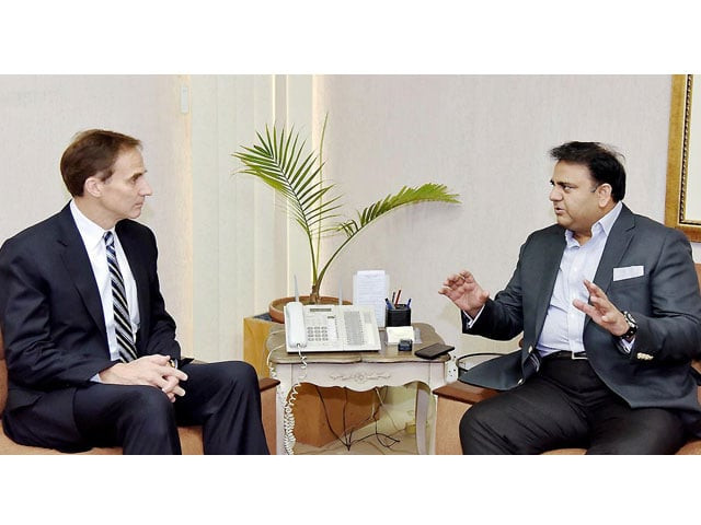 us charge d 039 affaires paul jones during a meeting with minister for information and broadcasting fawad chaudhry in islamabad on october 2 2018 photo nni us charge d 039 affaires paul jones during a meeting with minister for information and broadcasting fawad chaudhry in islamabad on october 2 2018 photo nni