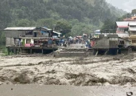 flash flood inundates mahabdri bazaar and munawar nullah damaging stores and goods in balakot travelers wait on kaghan highway after its closure by a landslide photos zulfiqar ali express
