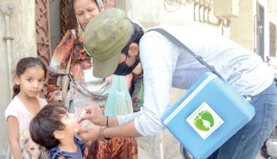a health worker administers anti polio drops to a child during the launch of the citywide vaccination campaign marking another crucial step in the fight to protect future generations from the crippling disease photo file jalal qureshi express