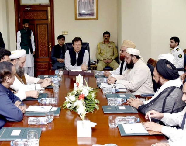 premier imran khan meets prominent clerics of the country to discuss reforms for religious seminaries at the pm office on wednesday photo ppi premier imran khan meets prominent clerics of the country to discuss reforms for religious seminaries at the pm office on wednesday photo ppi