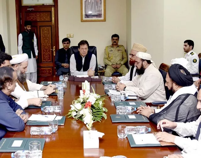 premier imran khan meets prominent clerics of the country to discuss reforms for religious seminaries at the pm office on wednesday photo ppi premier imran khan meets prominent clerics of the country to discuss reforms for religious seminaries at the pm office on wednesday photo ppi