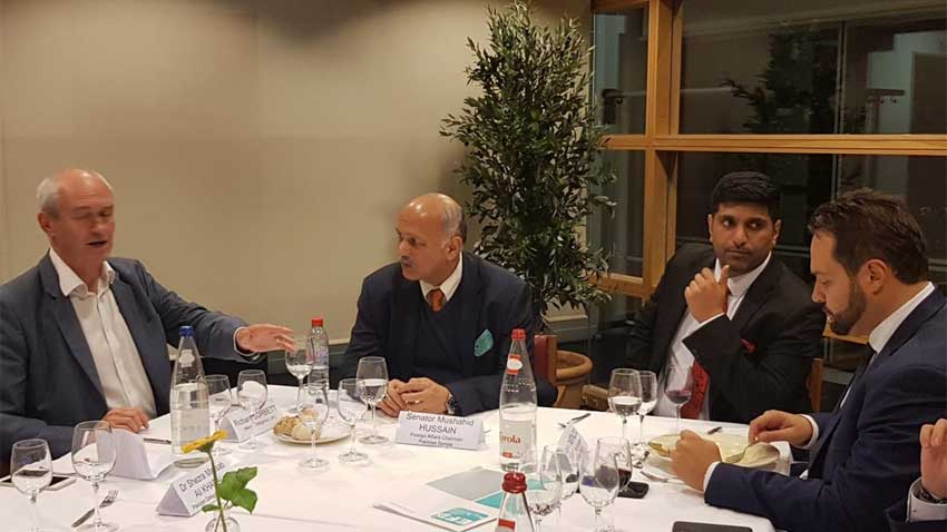 senator mushahid hussain in a meeting with eu parliament members photo radio pakistsn