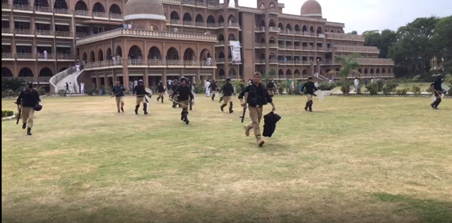 baton charge against student protestors at peshawar university photo express baton charge against student protestors at peshawar university photo express