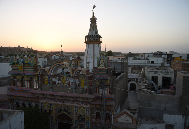 a view of hindu shri krishna temple seen in mithi photo afp