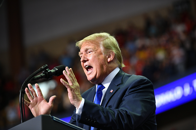 us president donald trump speaks during a quot make america great again quot rally at landers center in southaven mississippi on october 2 2018 photo afp