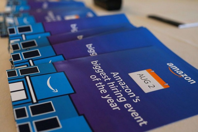 brochures are available for potential job applicants at quot amazon jobs day quot a job fair at the amazon com fulfillment center in fall river massachusetts us august 2 2017 photo reuters