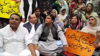 pml n stages protest outside punjab assembly