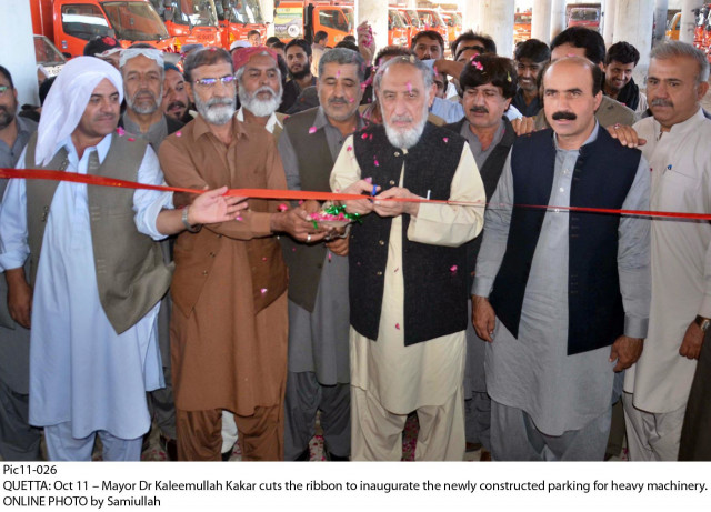 quetta mayor dr kaleemullah inaugurates the newly constructed parking for heavy machinery photo online quetta mayor dr kaleemullah inaugurates the newly constructed parking for heavy machinery photo online