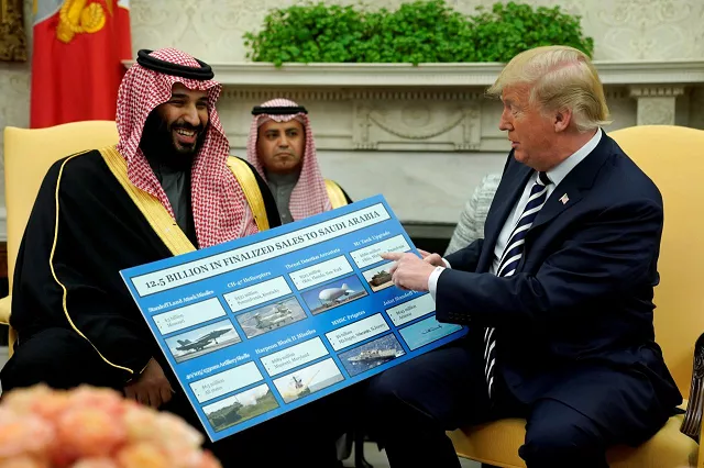 us president donald trump holds a chart of military hardware sales as he welcomes saudi arabia 039 s crown prince mohammed bin salman in the oval office at the white house in washington us march 20 2018 photo reuters us president donald trump holds a chart of military hardware sales as he welcomes saudi arabia 039 s crown prince mohammed bin salman in the oval office at the white house in washington us march 20 2018 photo reuters