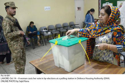 a woman casts vote during by polls photo online