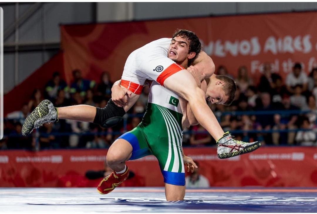 inayat has been a shining talent for pakistan as he had earlier won the silver medal at the asian juniors 039 wrestling championship cadet category last year photo courtesy youth olympic games