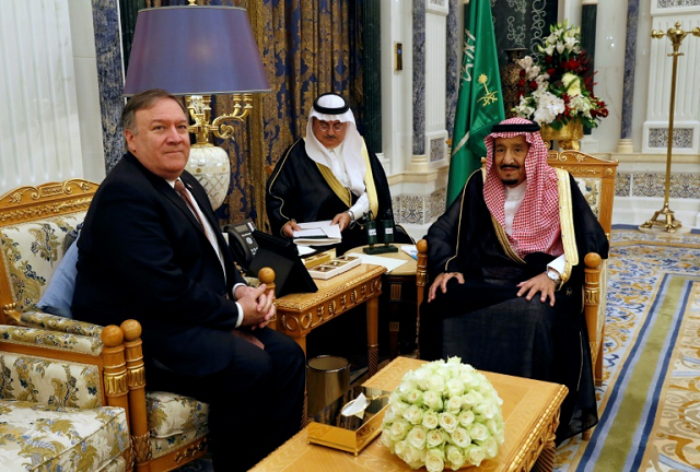 us secretary of state mike pompeo meets saudi king salman in riyadh photo afp