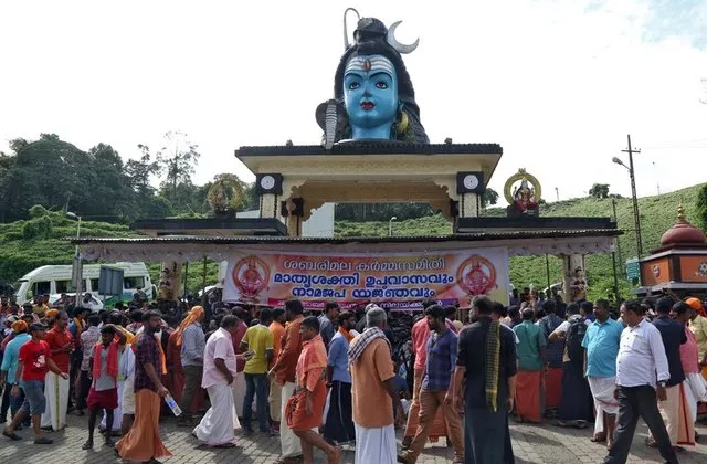 hindu devotees gather at a temple during a protest against the lifting of ban by supreme court that allowed entry of women of menstruating age to the sabarimala temple at the nilakkal base camp in pathanamthitta district in the southern state of kerala india october 17 2018 photo reuters hindu devotees gather at a temple during a protest against the lifting of ban by supreme court that allowed entry of women of menstruating age to the sabarimala temple at the nilakkal base camp in pathanamthitta district in the southern state of kerala india october 17 2018 photo reuters