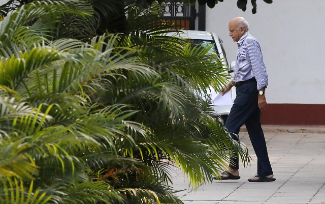 india 039 s minister of state for external affairs mobashar jawed akbar walks inside his residence in new delhi india october 14 2018 photo reuters