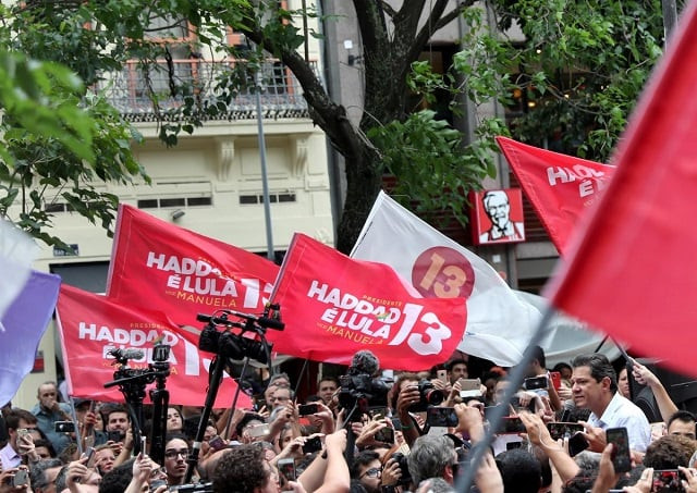 fernando haddad presidential candidate of brazil 039 s leftist workers 039 party pt attends a rally in downtown of rio de janeiro brazil october 19 2018 photo reuters fernando haddad presidential candidate of brazil 039 s leftist workers 039 party pt attends a rally in downtown of rio de janeiro brazil october 19 2018 photo reuters