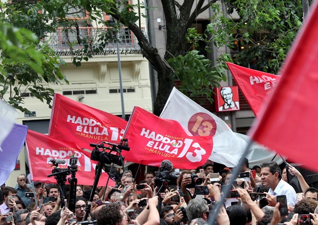 fernando haddad presidential candidate of brazil 039 s leftist workers 039 party pt attends a rally in downtown of rio de janeiro brazil october 19 2018 photo reuters