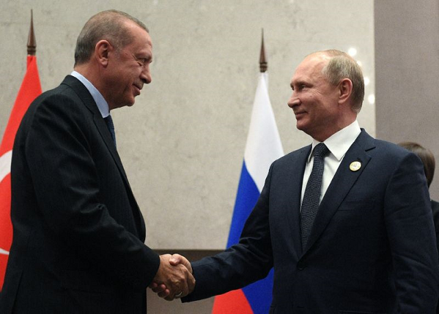 turkish president recep tayyip erdo an l meets with russian president vladimir vladimirovich putin r photo afp