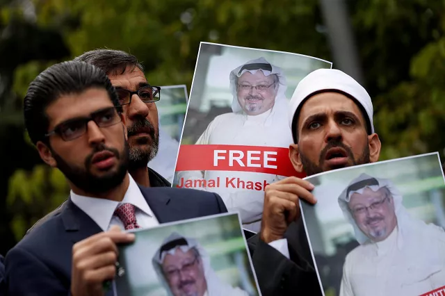 human rights activists and friends of saudi journalist jamal khashoggi hold his pictures during a protest outside the saudi consulate in istanbul turkey october 8 2018 photo reuters human rights activists and friends of saudi journalist jamal khashoggi hold his pictures during a protest outside the saudi consulate in istanbul turkey october 8 2018 photo reuters