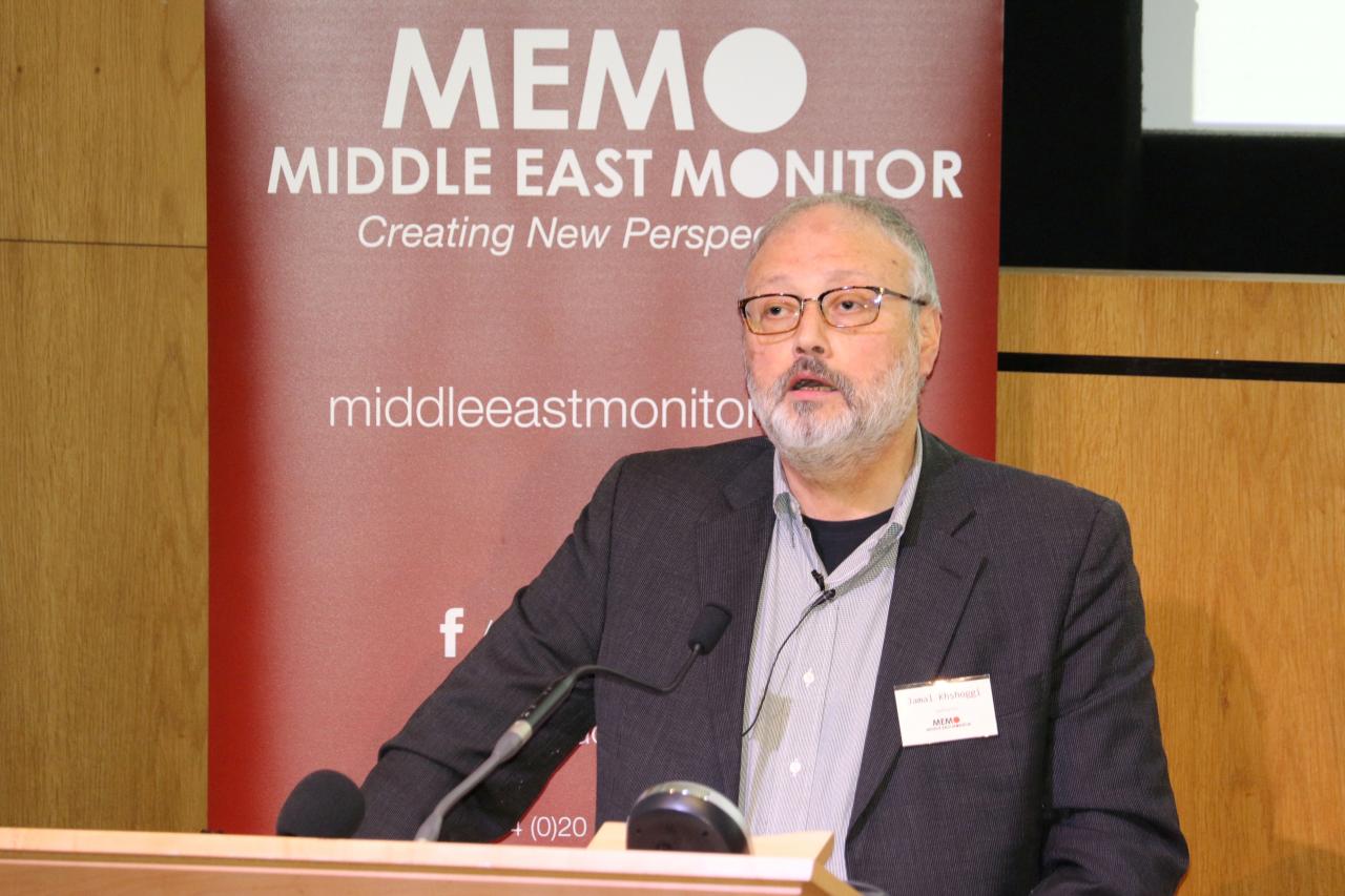 saudi dissident jamal khashoggi speaks at an event hosted by middle east monitor in london britain photo reuters