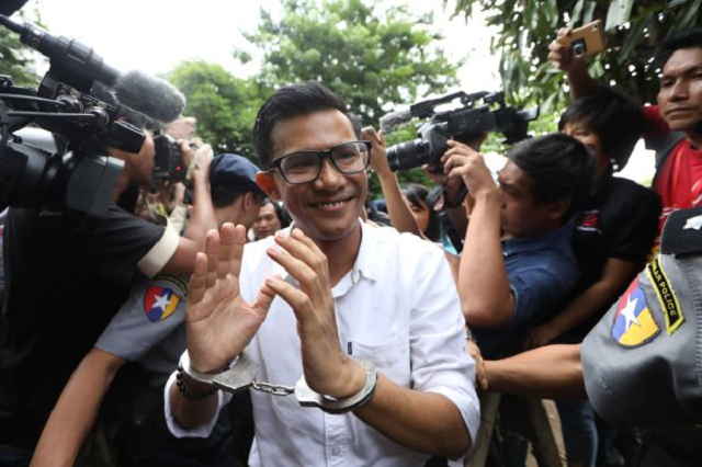 kyaw zaw linn the editor in charge at eleven media arrives after being detained at tamwe court in yangon myanmar october 10 2018 photo reuters kyaw zaw linn the editor in charge at eleven media arrives after being detained at tamwe court in yangon myanmar october 10 2018 photo reuters