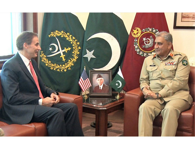 us charge 039 d 039 affairs to pakistan ambassador paul jones calls on chief of army staff general qamar javed bajwa photo ispr