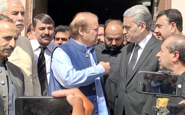 former prime minister nawaz sharif exiting accountability court after his hearing photo online