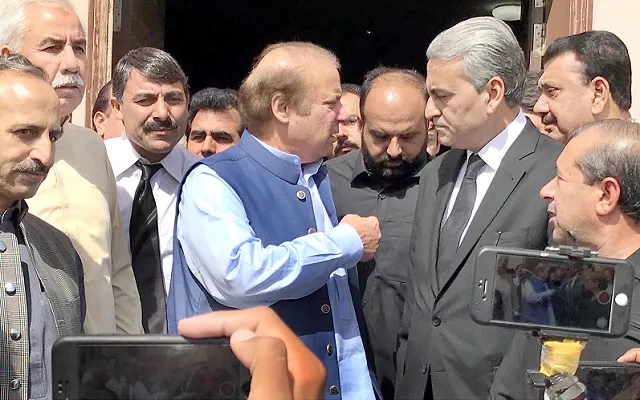 former prime minister nawaz sharif exiting accountability court after his hearing photo online former prime minister nawaz sharif exiting accountability court after his hearing photo online