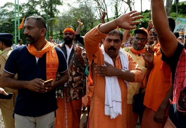 mobs of hardliners prevented women aged 10 to 50 from accessing the temple complex when it opened last wednesday photo afp mobs of hardliners prevented women aged 10 to 50 from accessing the temple complex when it opened last wednesday photo afp