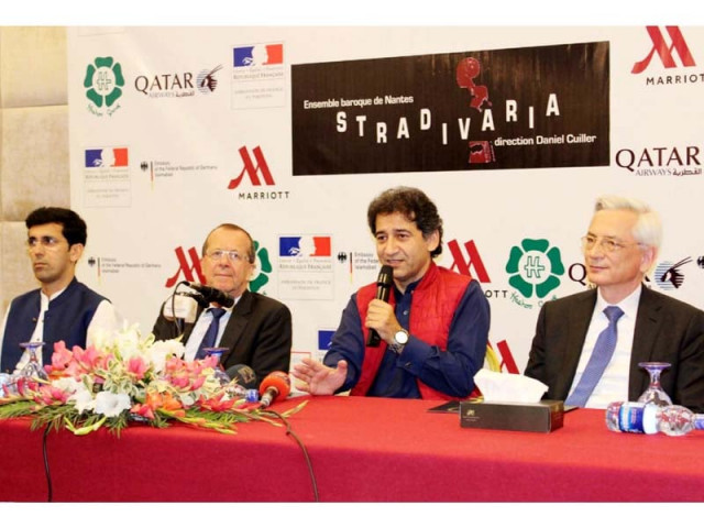 k p senior minister atif khan flanked by german ambassador martin kobler and french ambassador marc barety addresses the media ahead of a franco german musical event in peshawar photo abdul ghaffar baig express k p senior minister atif khan flanked by german ambassador martin kobler and french ambassador marc barety addresses the media ahead of a franco german musical event in peshawar photo abdul ghaffar baig express