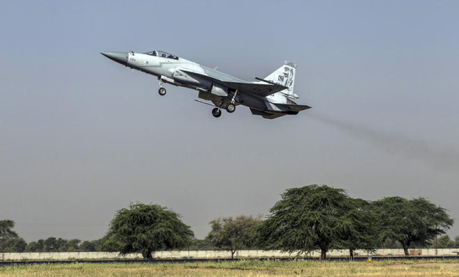 in this file photo a jf 17 thunder fighter jet of the pakistan air force takes off from mushaf base in sargodha north pakistan on june 7 2013 photo reuters