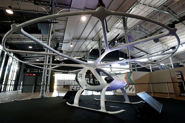 a two seater volocopter 2x by german start up volocopter is pictured at autonomy and the urban mobility summit in paris france october 19 2018 photo reuters