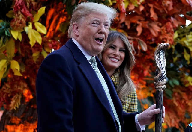 u s president donald trump waves the staff of a child dressed as a pharaoh as he and u s first lady melania trump hand out halloween candy to trick or treaters at the white house in washington photo reuters u s president donald trump waves the staff of a child dressed as a pharaoh as he and u s first lady melania trump hand out halloween candy to trick or treaters at the white house in washington photo reuters
