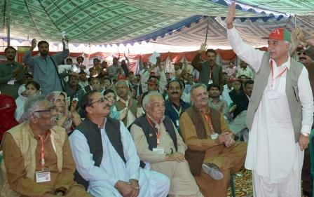 newly elected national party president abdul malik baloch waves crowd during a ceremony in quetta photo inp