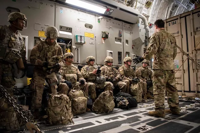 airman 1st class trevor pearce briefs troops aboard a c 17 globemaster iii at fort knox kentucky on october 30 2018 part of the support for operation faithful patriot photo afp airman 1st class trevor pearce briefs troops aboard a c 17 globemaster iii at fort knox kentucky on october 30 2018 part of the support for operation faithful patriot photo afp