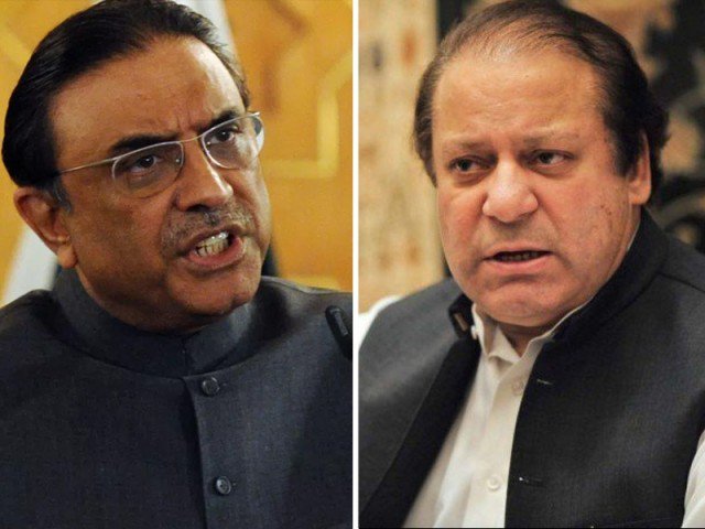 ppp chief asif zardari and pml n supremo nawaz sharif photo express file