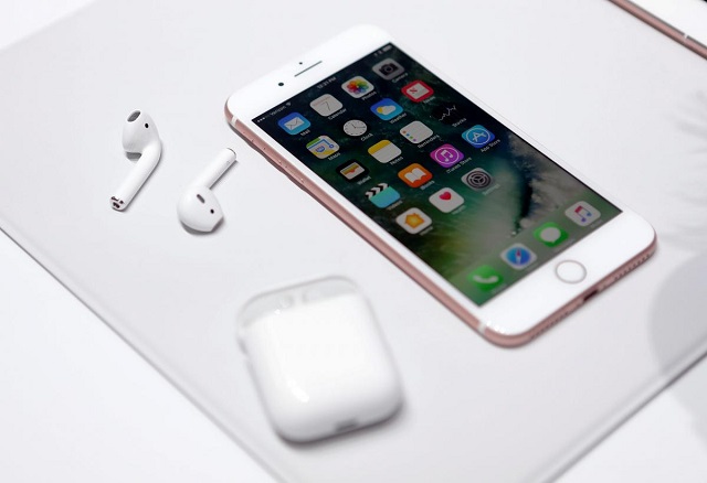 the apple iphone 7 and airpods are displayed during an apple media event in san francisco california us september 7 2016 photo reuters