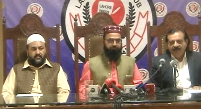 tanzeem ittehad e ummat pakistan chairman ziaul haq naqshbandi left with others during a news conference screengrab tanzeem ittehad e ummat pakistan chairman ziaul haq naqshbandi left with others during a news conference screengrab