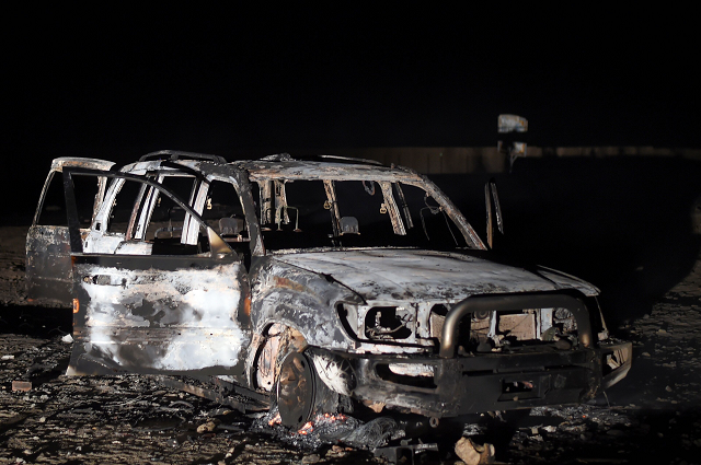 a picture taken on november 2 2018 shows the remains of a car reportedly used by the gunmen who attacked a bus carrying coptic christians on the side of a road in egypt 039 s southern minya province photo afp a picture taken on november 2 2018 shows the remains of a car reportedly used by the gunmen who attacked a bus carrying coptic christians on the side of a road in egypt 039 s southern minya province photo afp