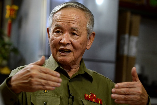 a former vietnamese soldier and a war veteran of the dien bien phu campaign speaking during an interview with afp at a home of fellow war veteran in hanoi photo afp