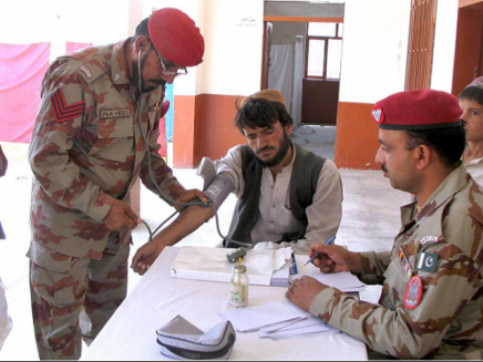 the fc paramedical staff is examining a patient at the free medical camp photo app