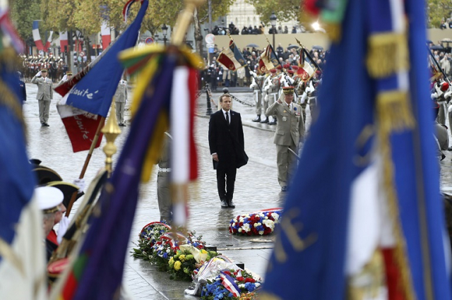 french president emmanuel macron took part in last year 039 s remembrance ceremony at the tomb of the unknown soldier at the arc de triomphe in paris photo afp