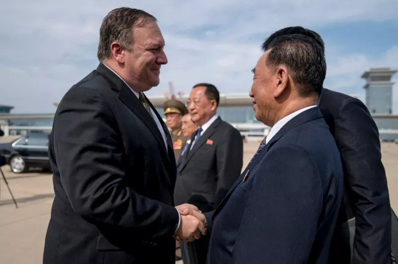 us secretary of state mike pompeo and kim yong chol r north korea 039 s number two plan to meet in new york to discuss a possible second summit photo afp us secretary of state mike pompeo and kim yong chol r north korea 039 s number two plan to meet in new york to discuss a possible second summit photo afp