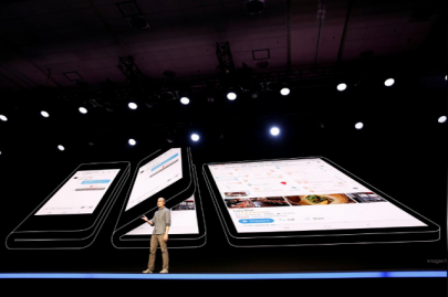 samsung gives first glimpse of foldable phone