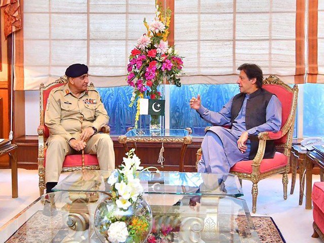 pm imran khan and coas gen qamar javed bajwa in discusion at the pm house in islamabad photo express file