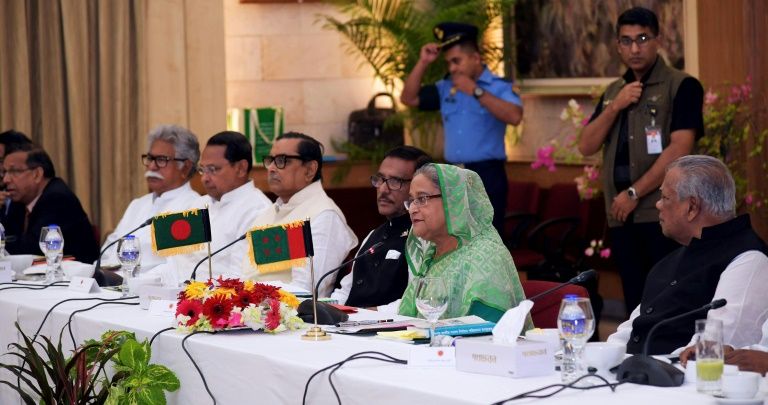 the opposition has held talks with prime minister sheikh hasina c but she has rejected their demands photo afp